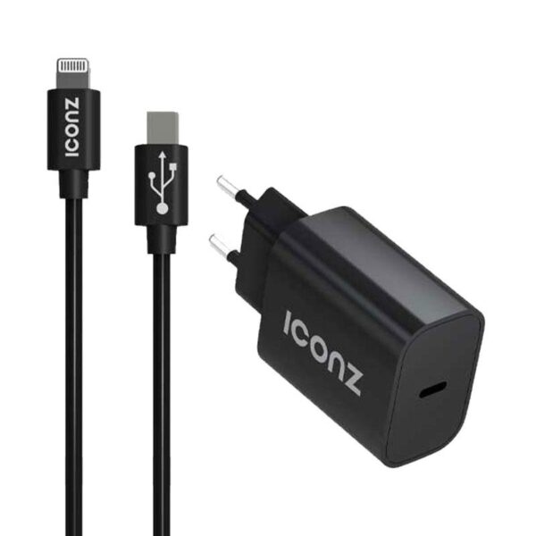 Iconz Charger Home Lightning To USB -C Cable PD 20W WCMPK Black