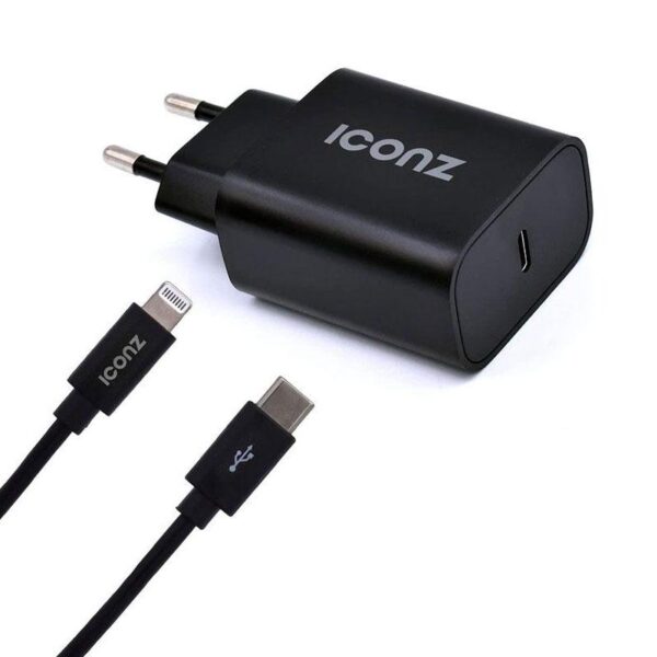 Iconz Charger Home Lightning To USB -C Cable PD 20W WCMPK Black