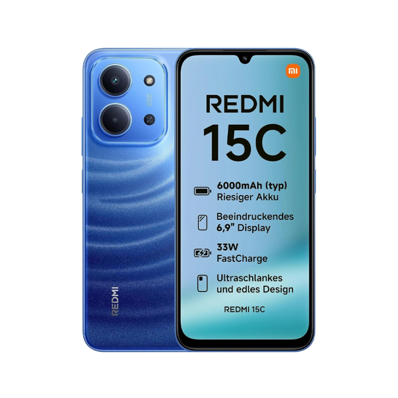 شاومي ريدمي 15 سي – مساحة 256 جيجا – رام 8 جيجا – 4G – لون أزرق