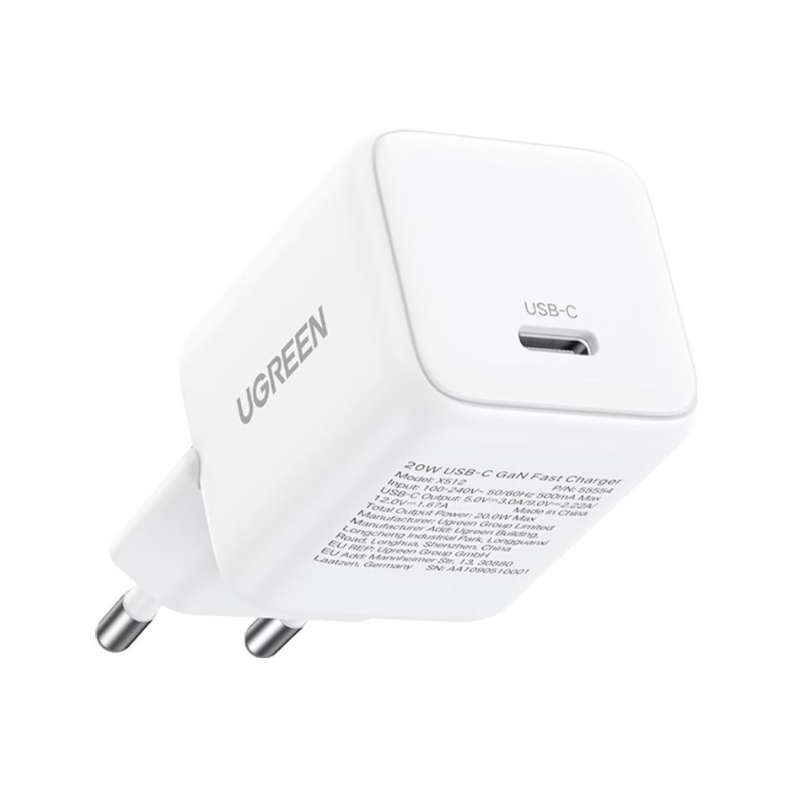 شاحن يوجرين X513 حائط GaN بقوة 30 واط بمنفذ Type‑C يدعم الشحن السريع PD