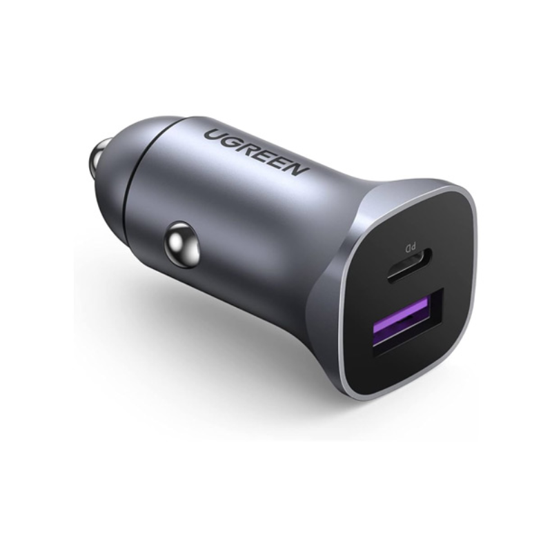 شاحن سيارة يوجرين ثنائي المنافذ بقوة 30 واط – موديل EC305