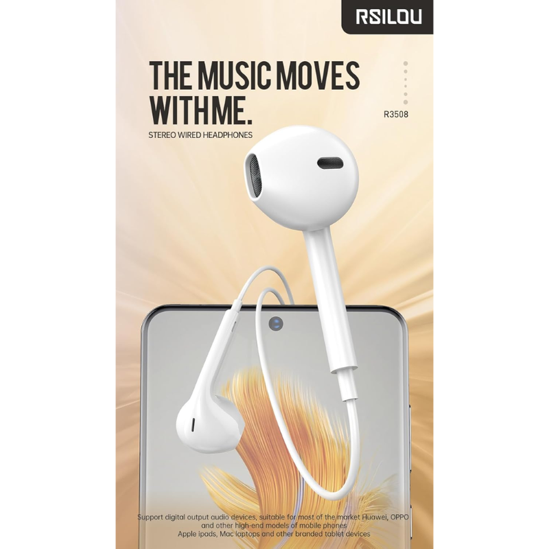 سماعة آر سيلو Rsilou Earphone Type-C 14.2MM - تايب سي - موديل R3508-001 - الصورة 5