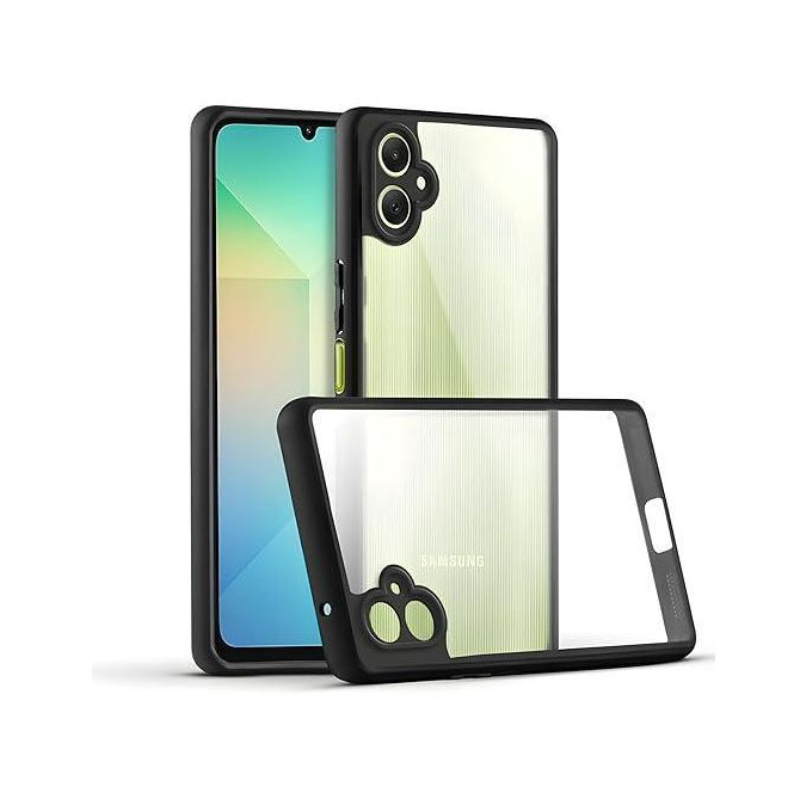 جراب حماية بظهر شفاف صلب مضاد للخدش ومضاد للصدمات باللون الأسود