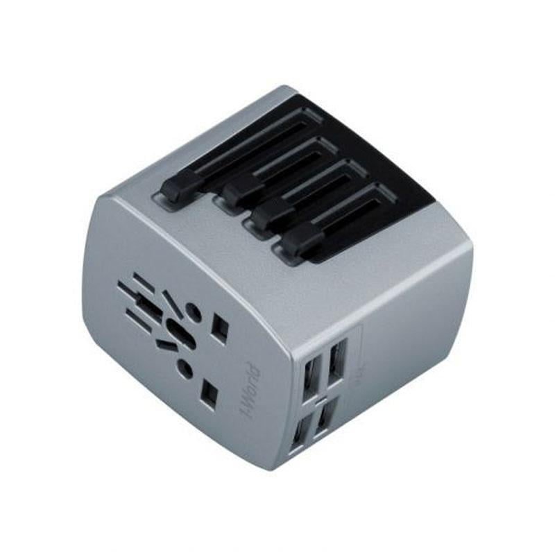 CHARGER PLUG MOMAX 1-WORLD 4 USB AC TRAVEL 22.5W UA3 SILVER